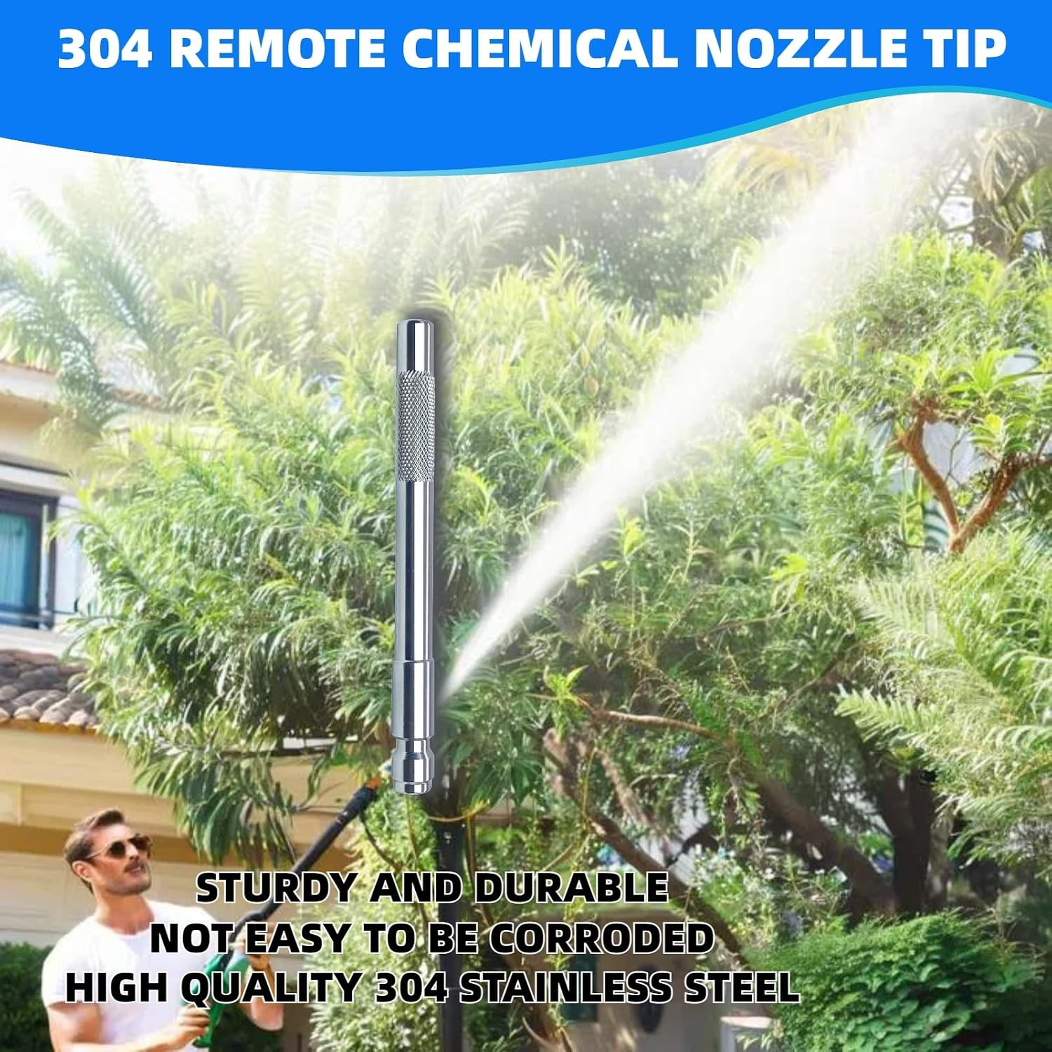 304 Stainless Steel Pressure Washer Long Range Chemical Nozzle 1Pack | for Shoot