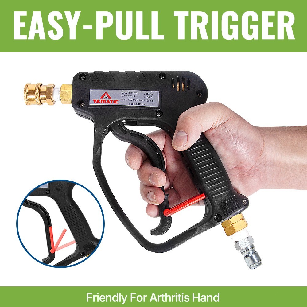 YAMATIC 5000 psi Pressure Washer Gun M22-14mm 3/8″ Swivel Plug Spray Tips