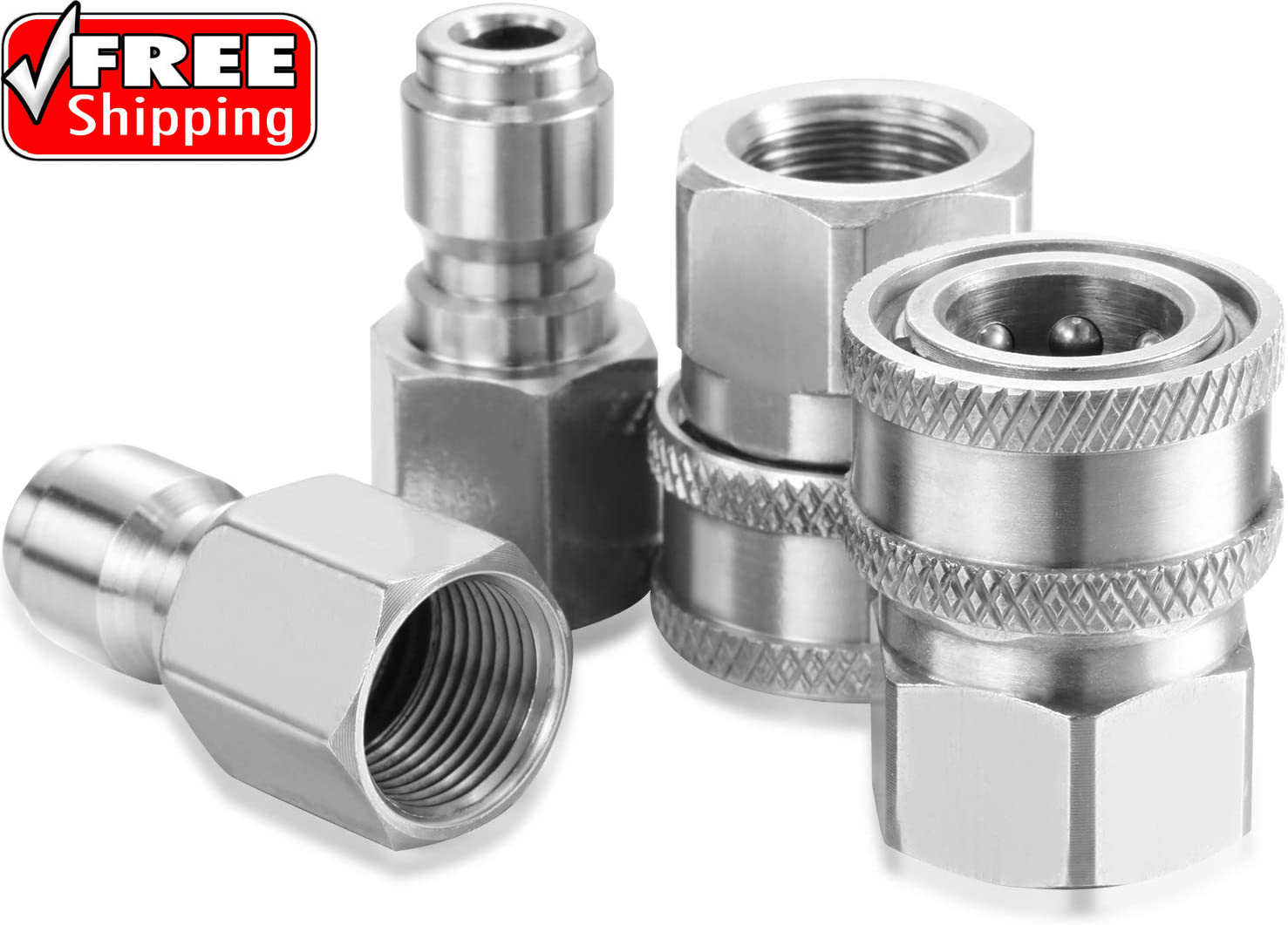2 Sets NPT 3/8 Inch Pressure Washer Quick Connector Kit Stainless Steel Pressure
