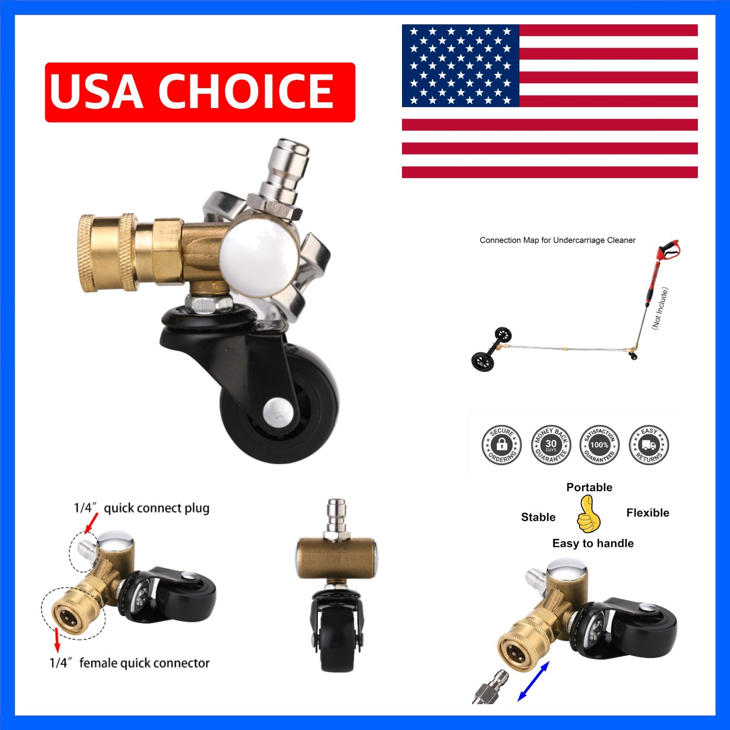 Swivel Wheel for Undercarriage Pressure Washer Attachment | Accessory for Und…