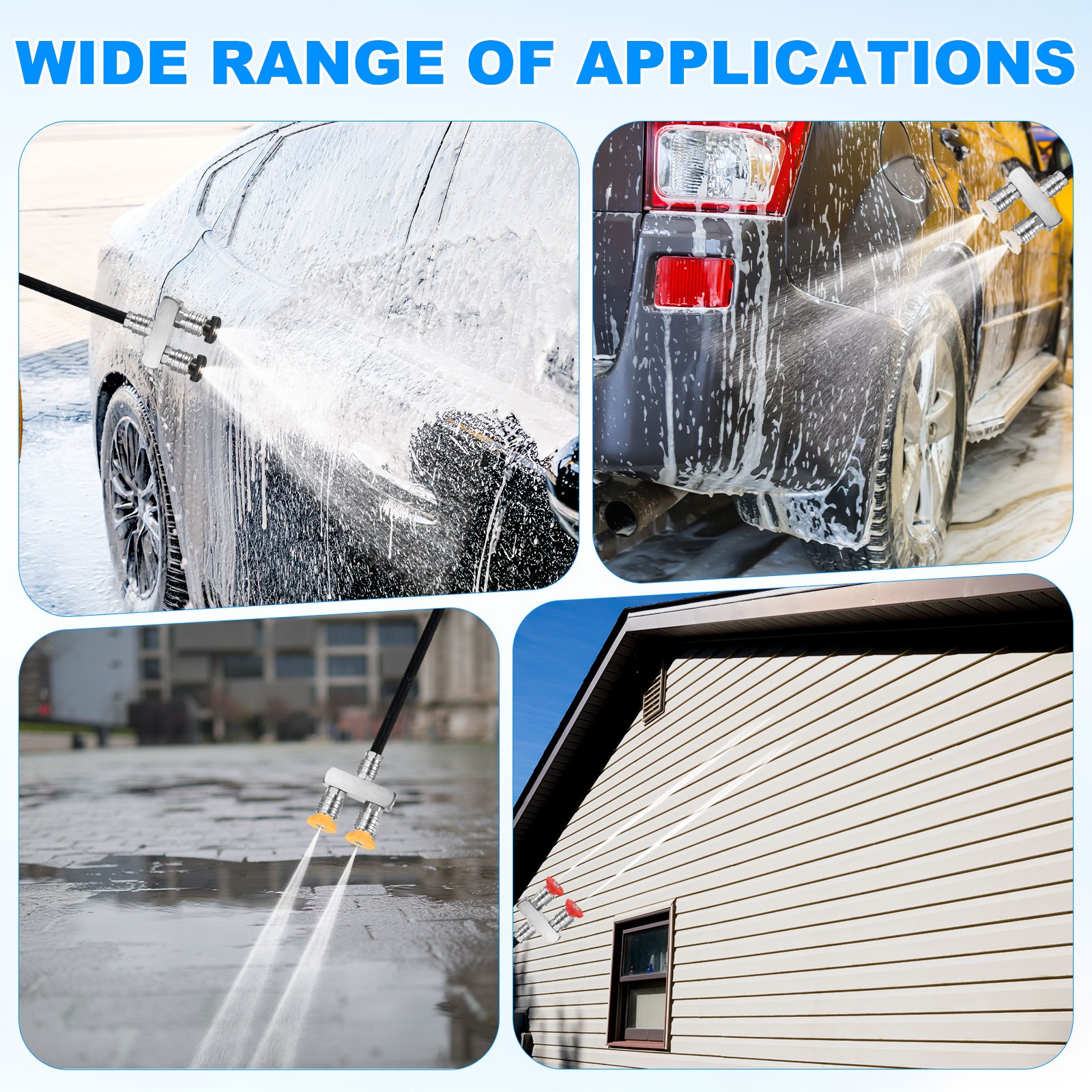 Set of 5 Pressure Washer Nozzles, Double Pressure 25/40° [Silver]