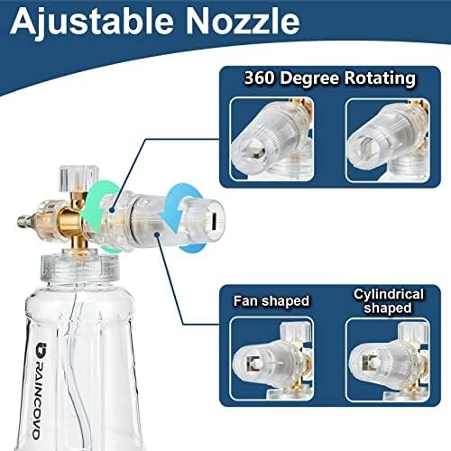 Foam Cannon for Pressure Washer, Snow Clear Foam Cannon for Car Wash, Stainless