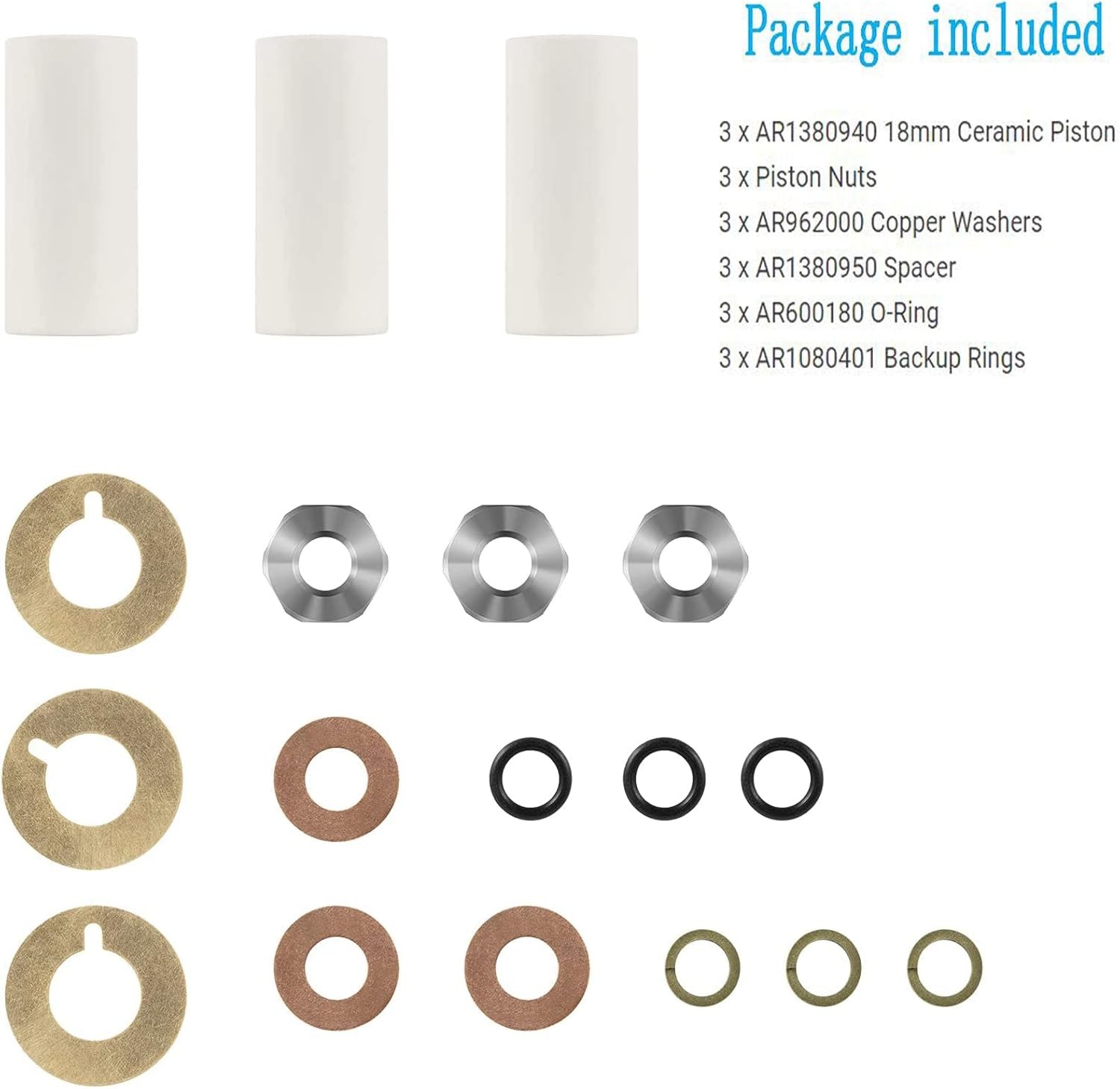 AR2546 Pump Piston Kit 18mm for Annovi Reverberi RKA,RKV,XRCA, XRV,XRCV RK Pumps