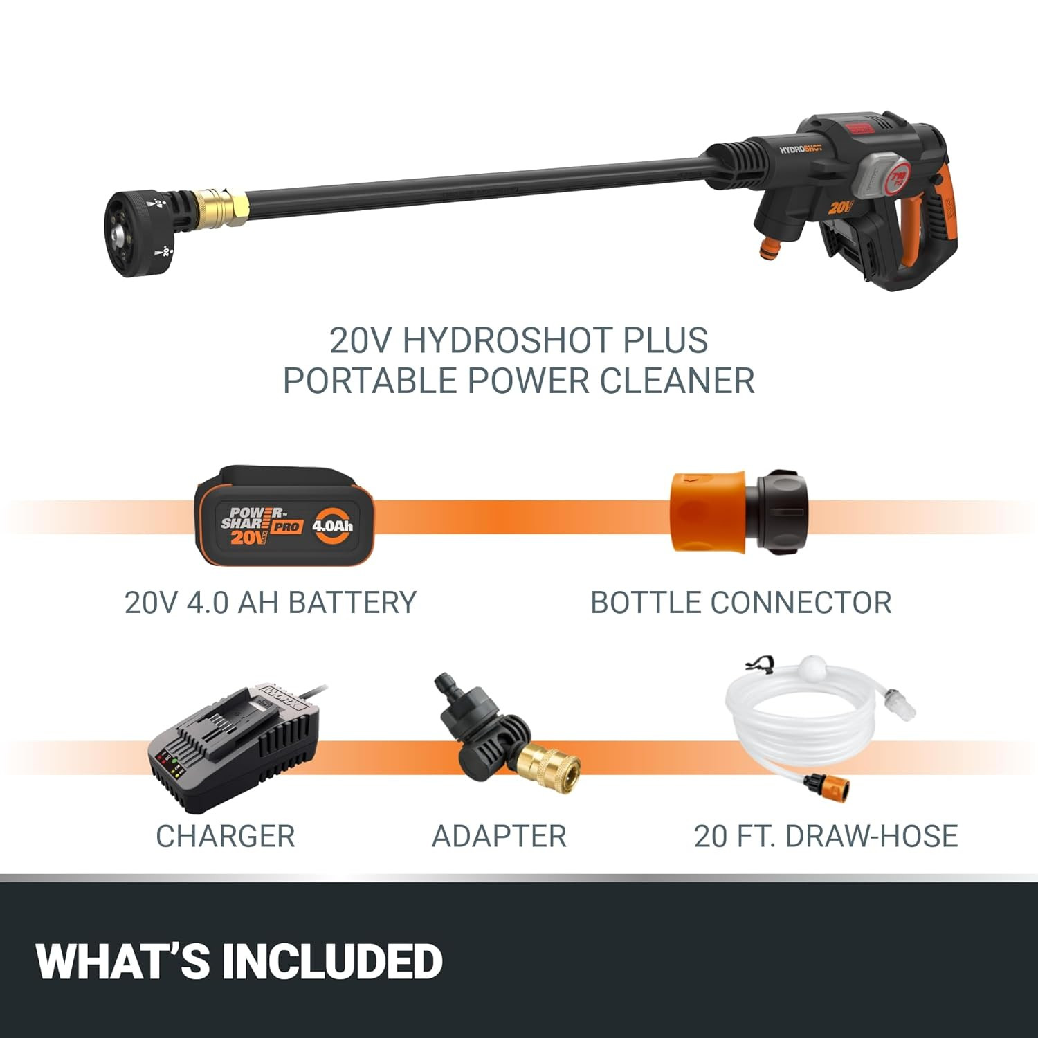 Worx Nitro Hydroshot 20V Cordless Pressure Washer – Lightweight & Portable