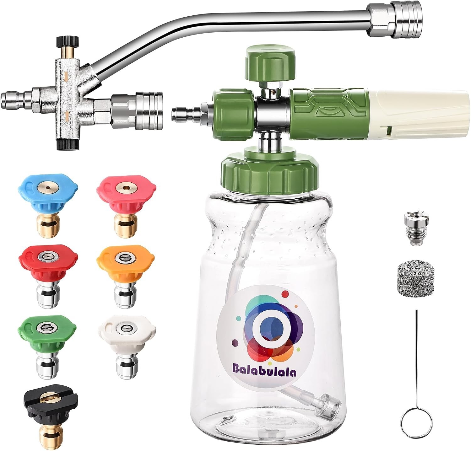 Foam Cannon with Dual Tip Attachment, Adjustable Pressure Washer Foam Blaster