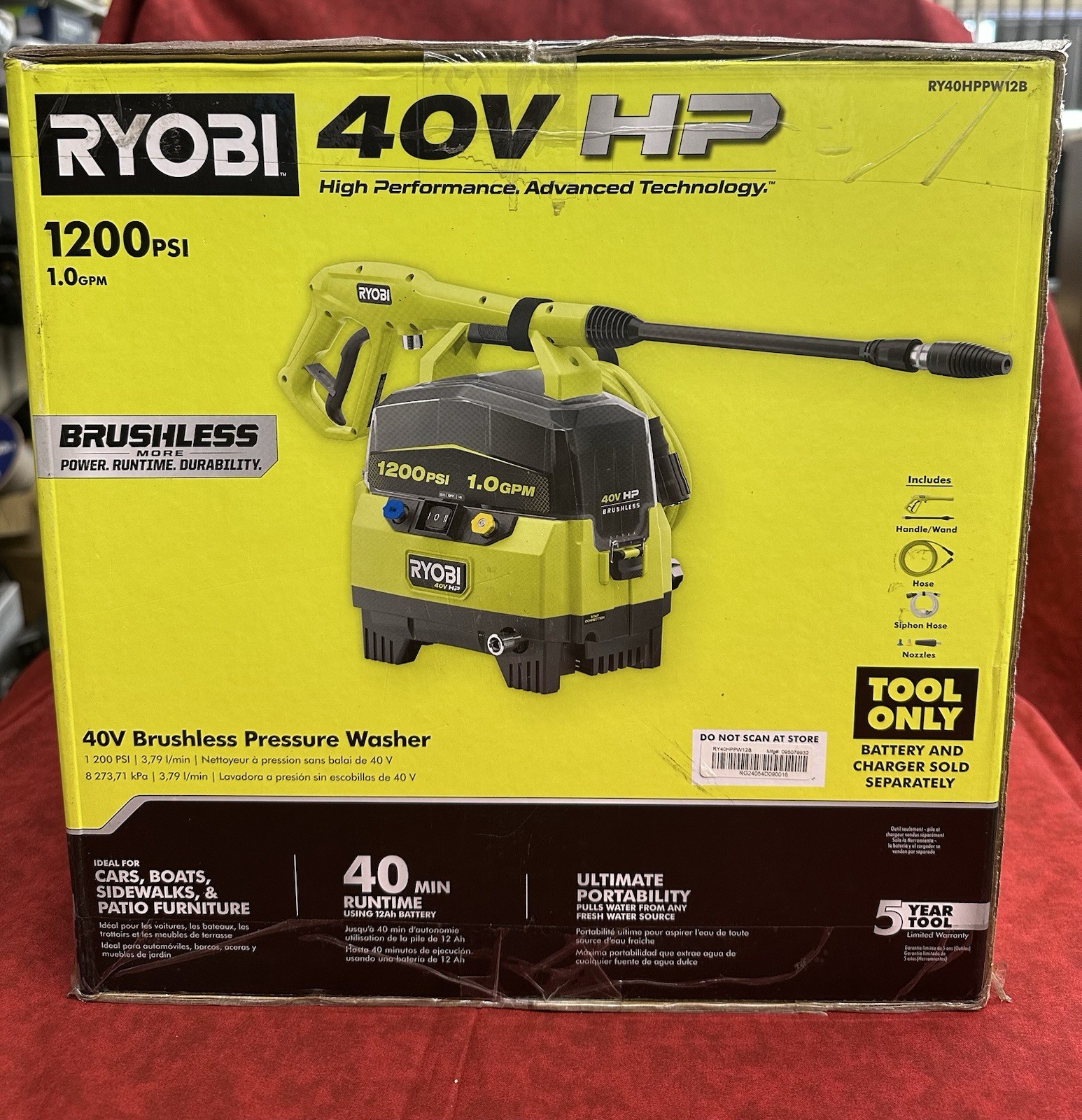 💥BRAND NEW FACTORY SEALED💥RYOBI RY40HPPW12B 40V Brushless PRESSURE WASHER!!!💥