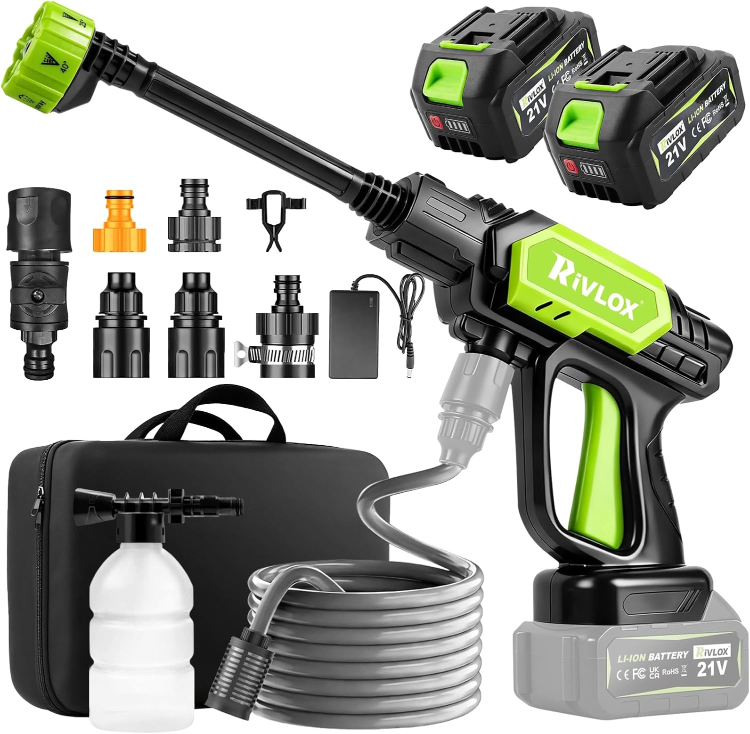 Cordless Pressure Washer, 1500 PSI Portable Power Washer with 6-in-1 Nozzle
