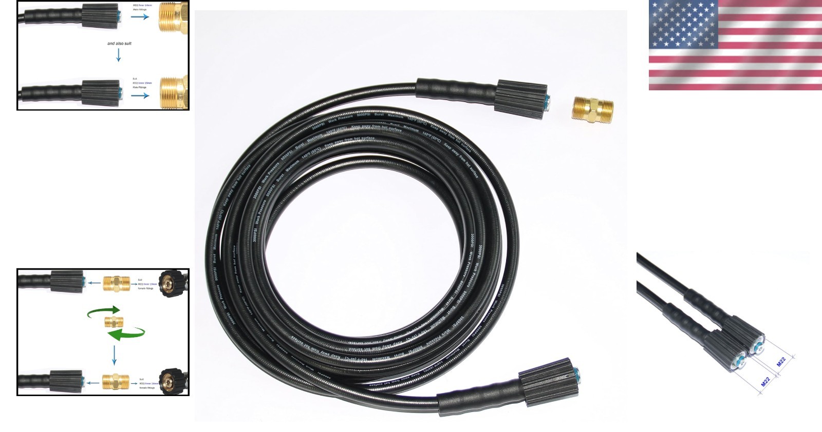 1/4-inch 3000 PSI High Pressure Washer Hose – Textile Braided Strength