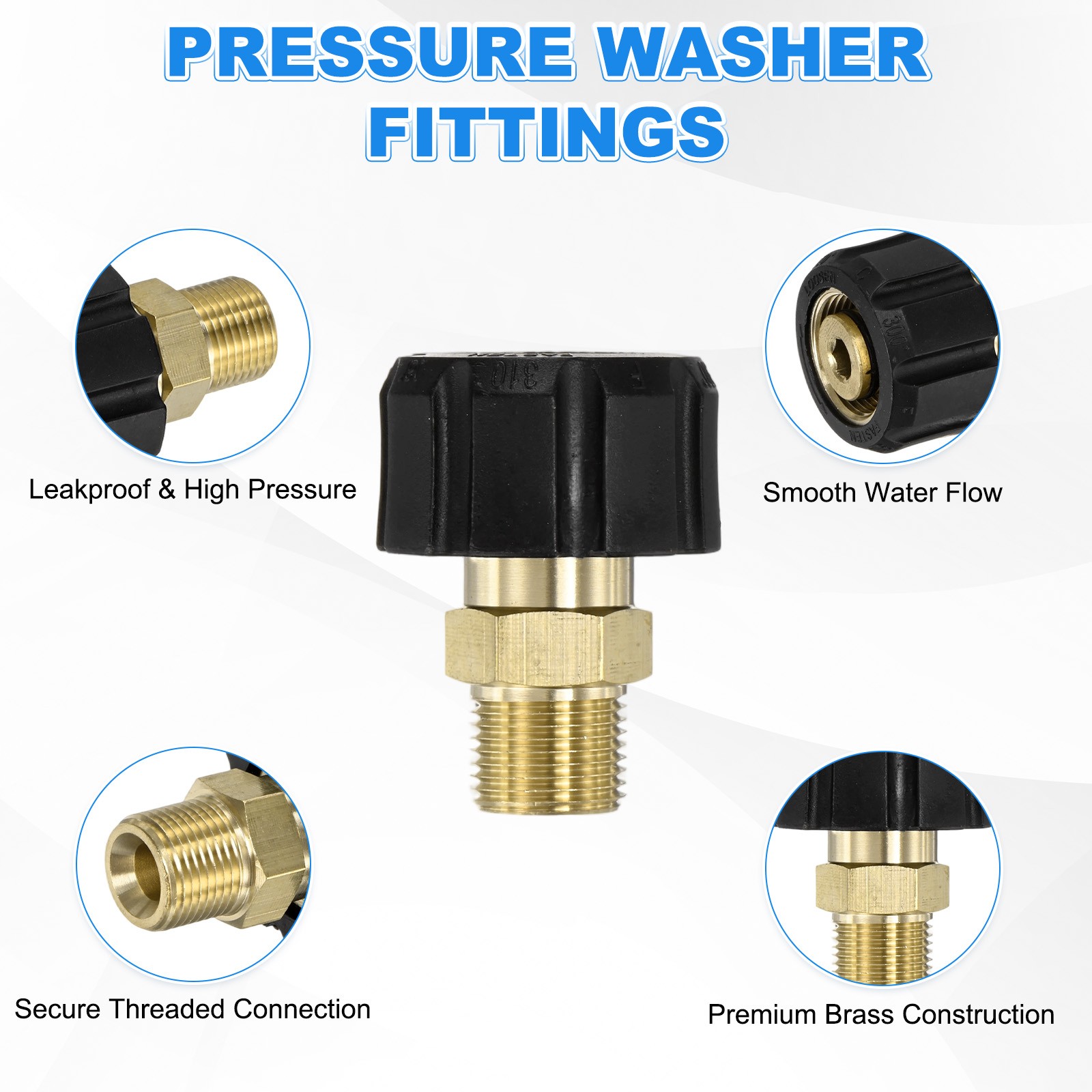 2-Pack M22 15mm Female to 3/8 Inch Male & M22 14mm Female to 3/8 Inch Female