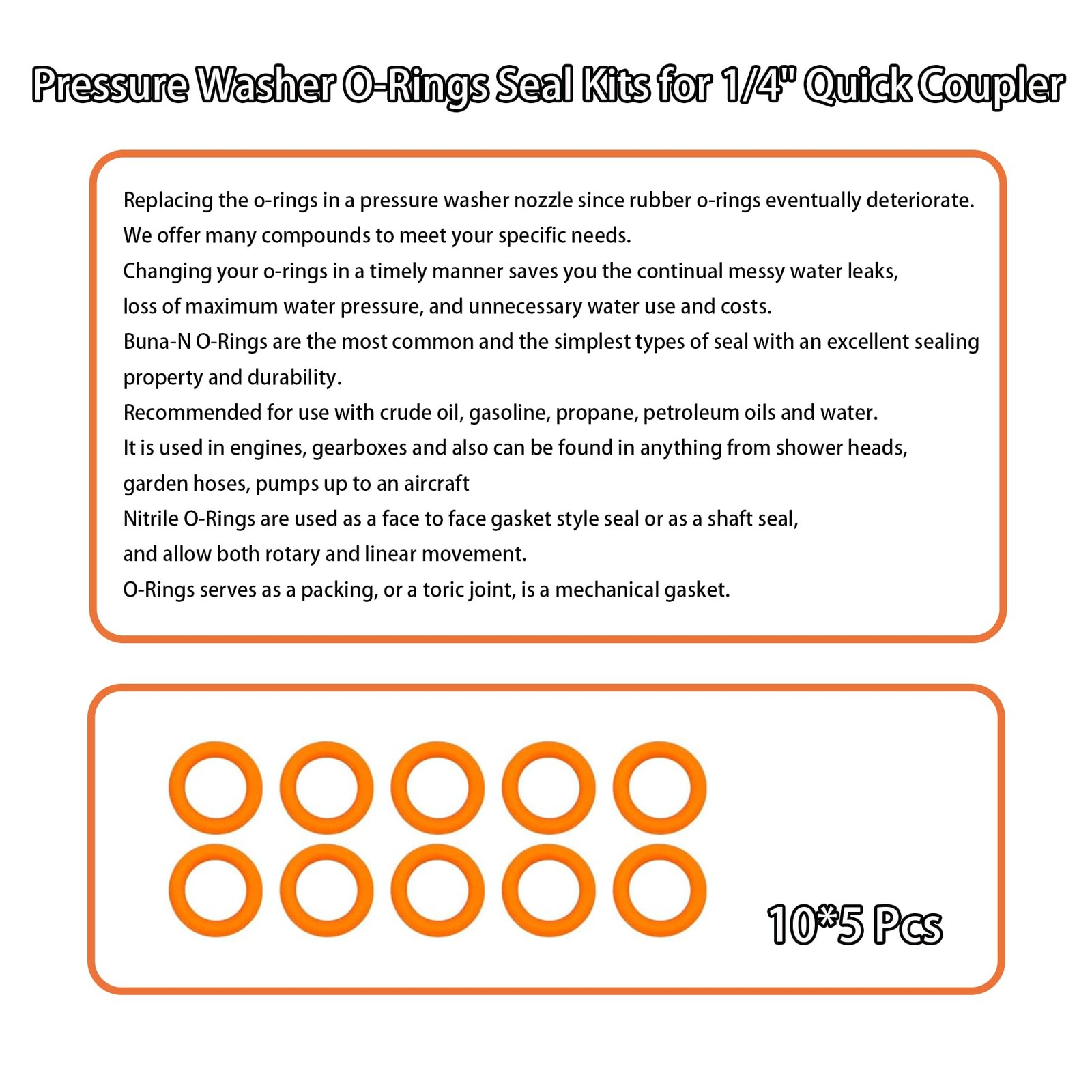 O-Ring for Pressure Washer 1/4″ 3/8” Pressure Washer Quick Coulper QD Colore…