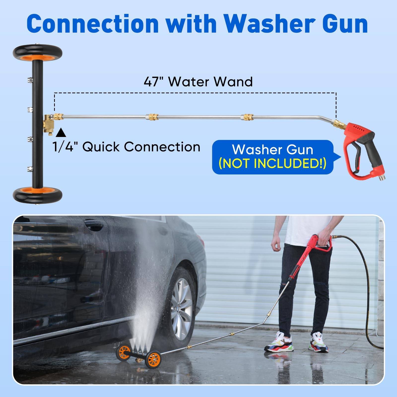 2-in-1 16” Undercarriage Pressure Washer Water Broom, 4000PSI Cleaner