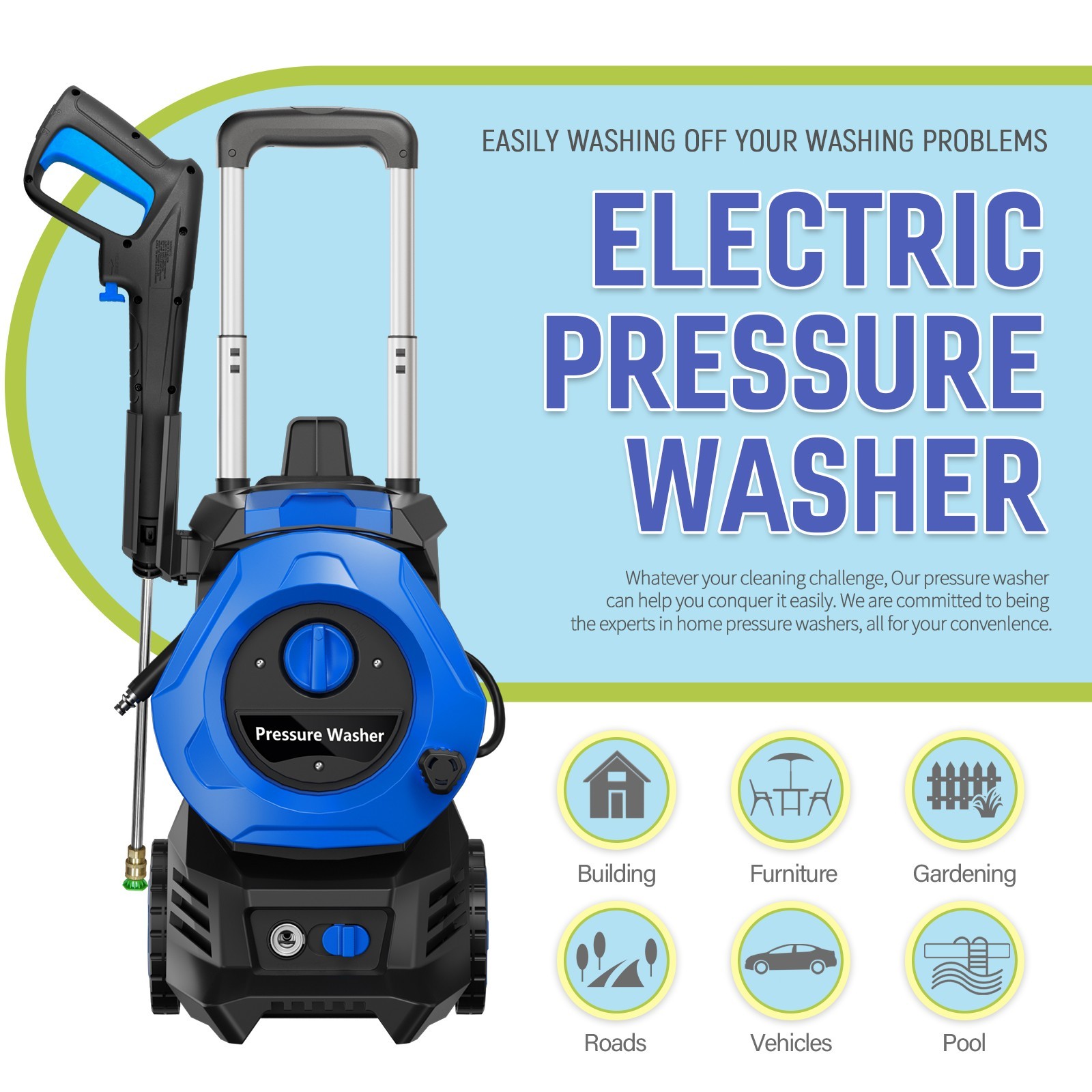 4200PSI 2.5GPM High Pressure Power Washer Portable Electric Cleaner Machine