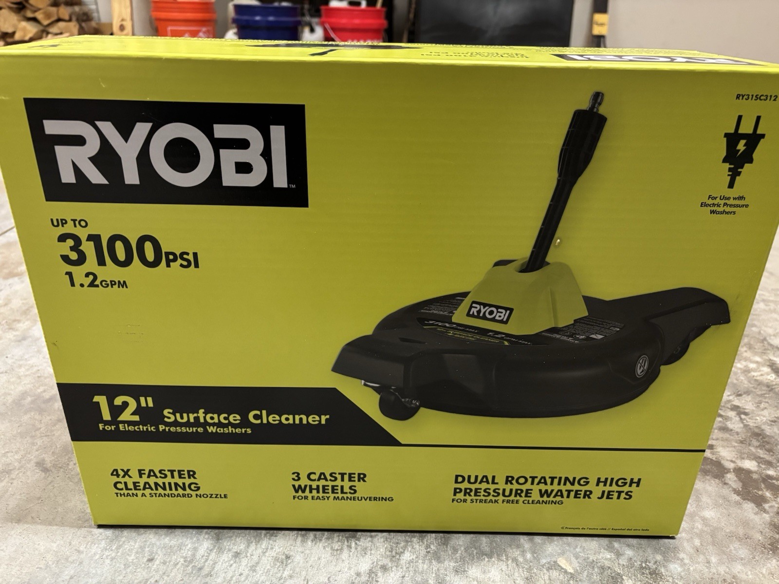 RYOBI 12 in. 3100 PSI Electric Pressure Washer Surface Cleaner R598