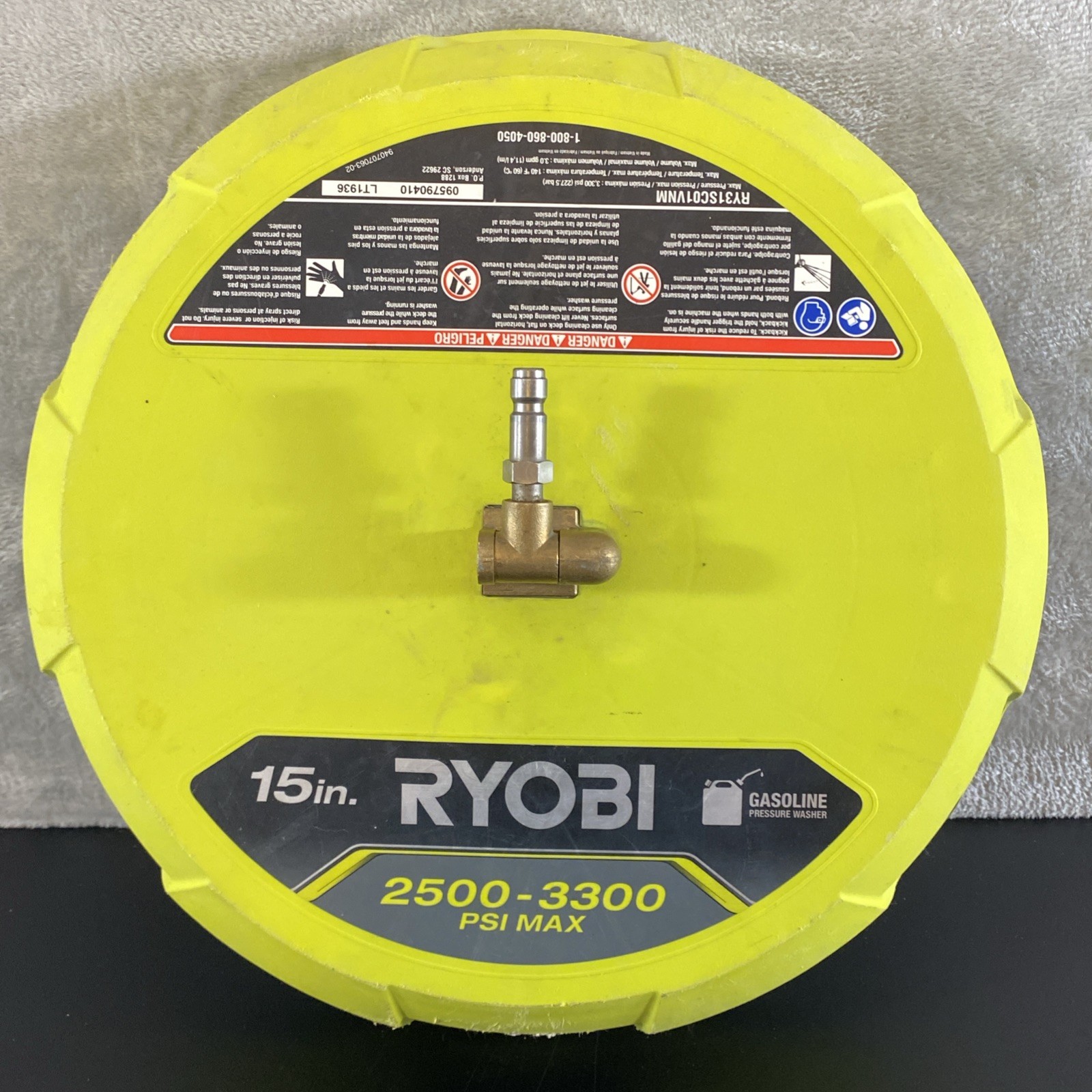 Ryobi RY31SC01 15 in. 2500 – 3300 PSI Surface Cleaner For Gas Pressure Washer