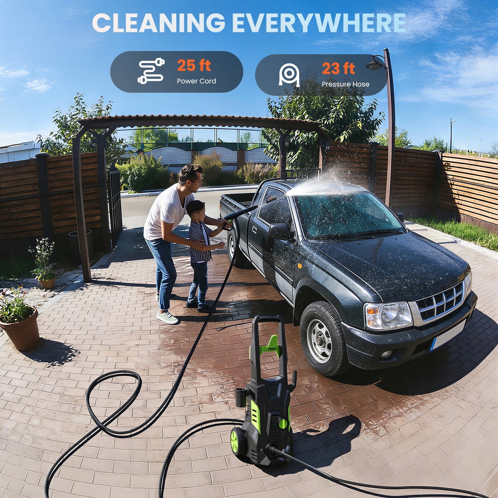 TASKBAY Electric Pressure Washer, 1800W, 5000 PSI, 3.0 GPM, Portable with 25ft