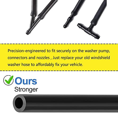 Windshield Washer Hose Kit, 3 Meter Washer Fluid Hose with 6 Pcs Hose T1