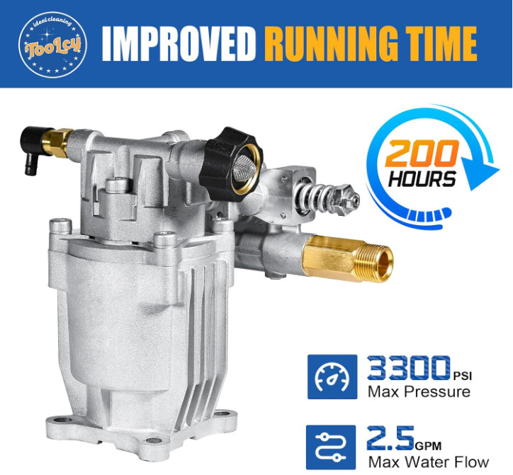 TOOLCY 3/4″ Shaft Horizontal Pressure Washer Pump, 2600-3300 PSI @ 2.5 GPM – Pow