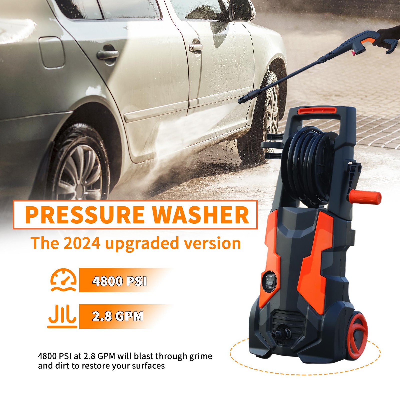 High Pressure Washer for Cars Patios Building Facades with Accessories