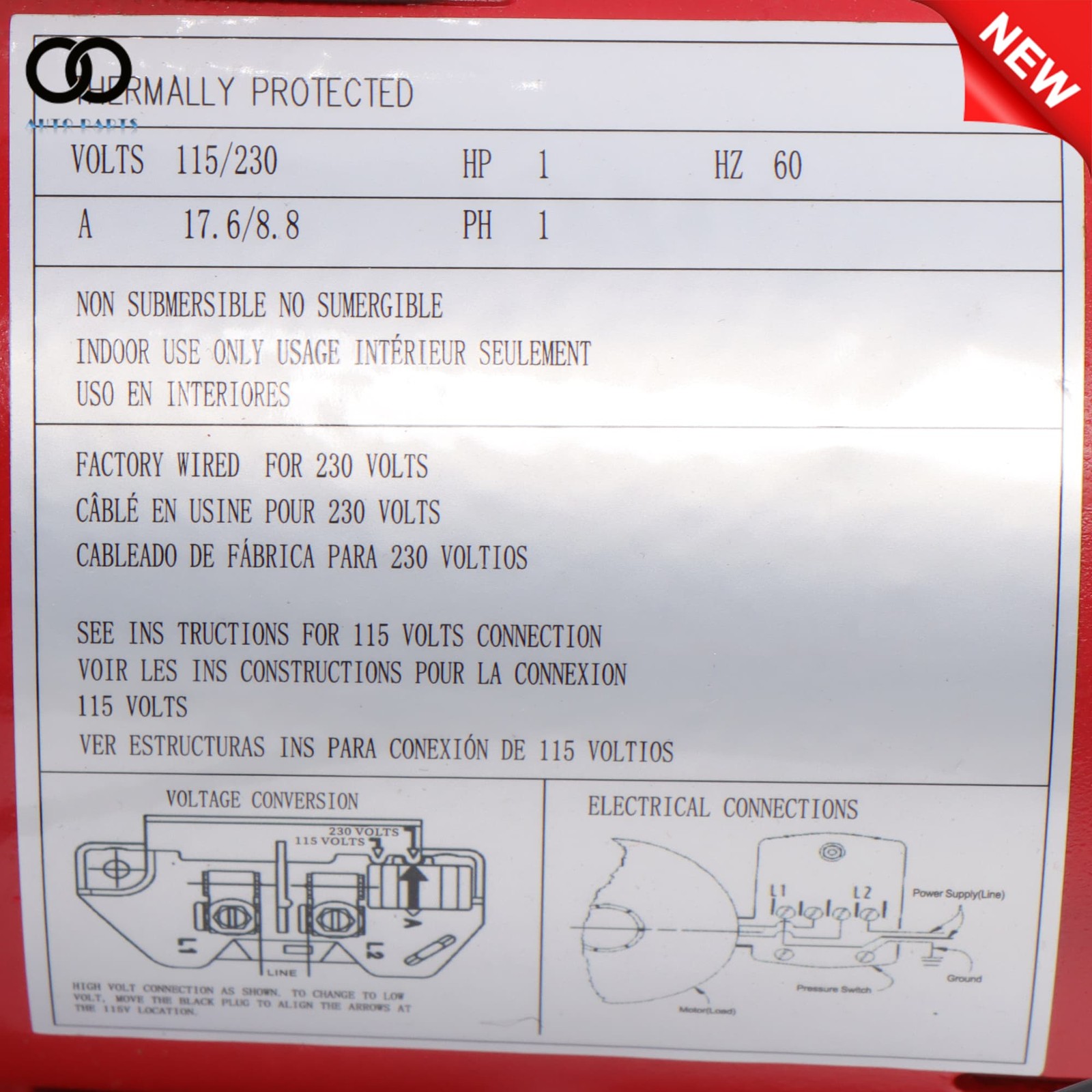 Red 1 HP 23 GPM Dual Voltage 115/230 Volt Cast Iron Shallow Well Jet Pump 602208