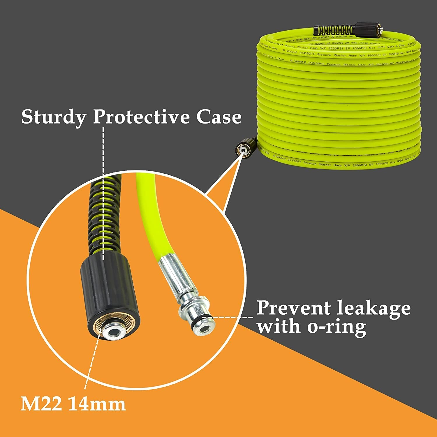50 FT Pressure Washer Hose 1/4″ Replacement Power Wash Hose with Quick Connect