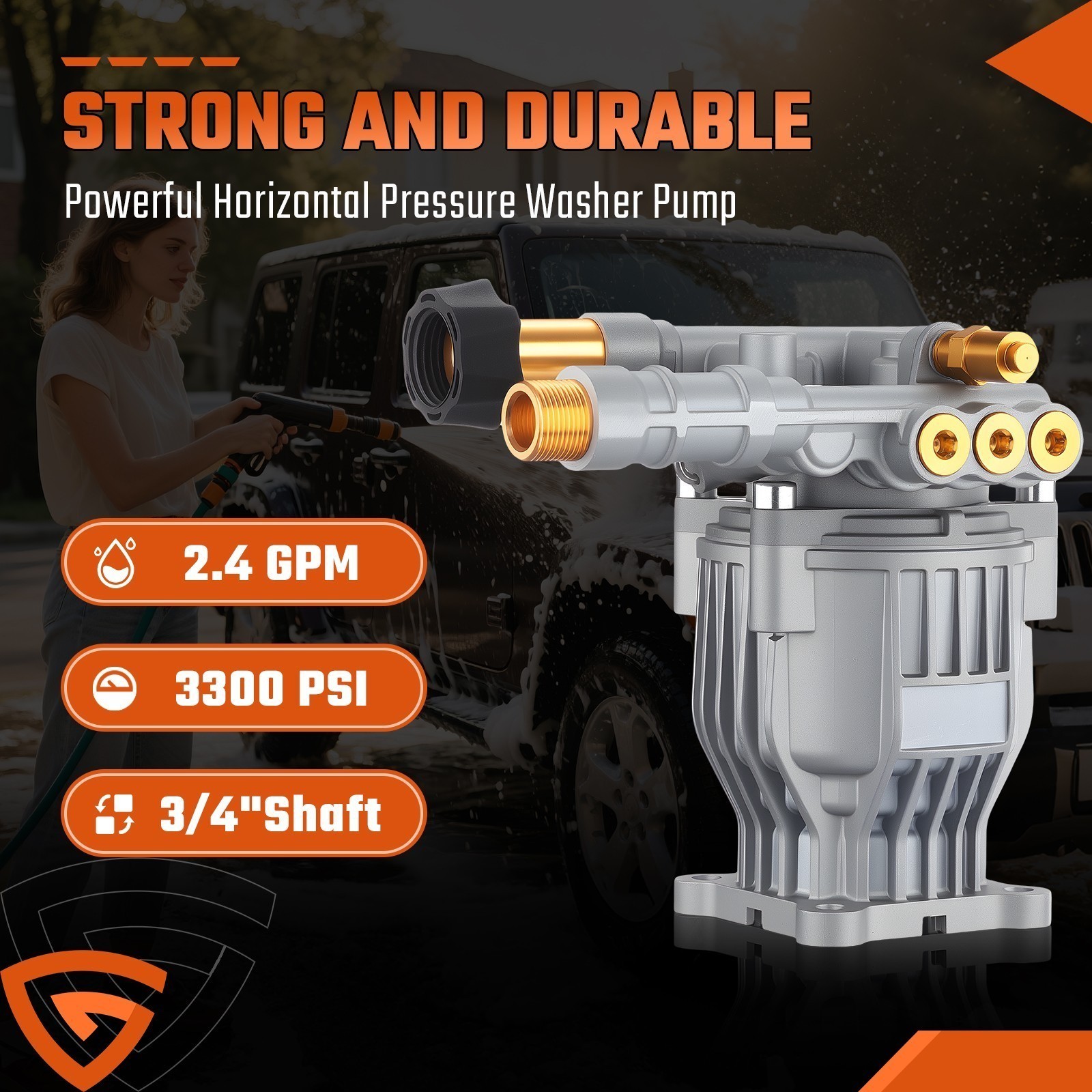 90028 Horizontal Pressure Washer Pump -Kit Aluminum 2.4 GPM 3300 PSI Power 3/4″