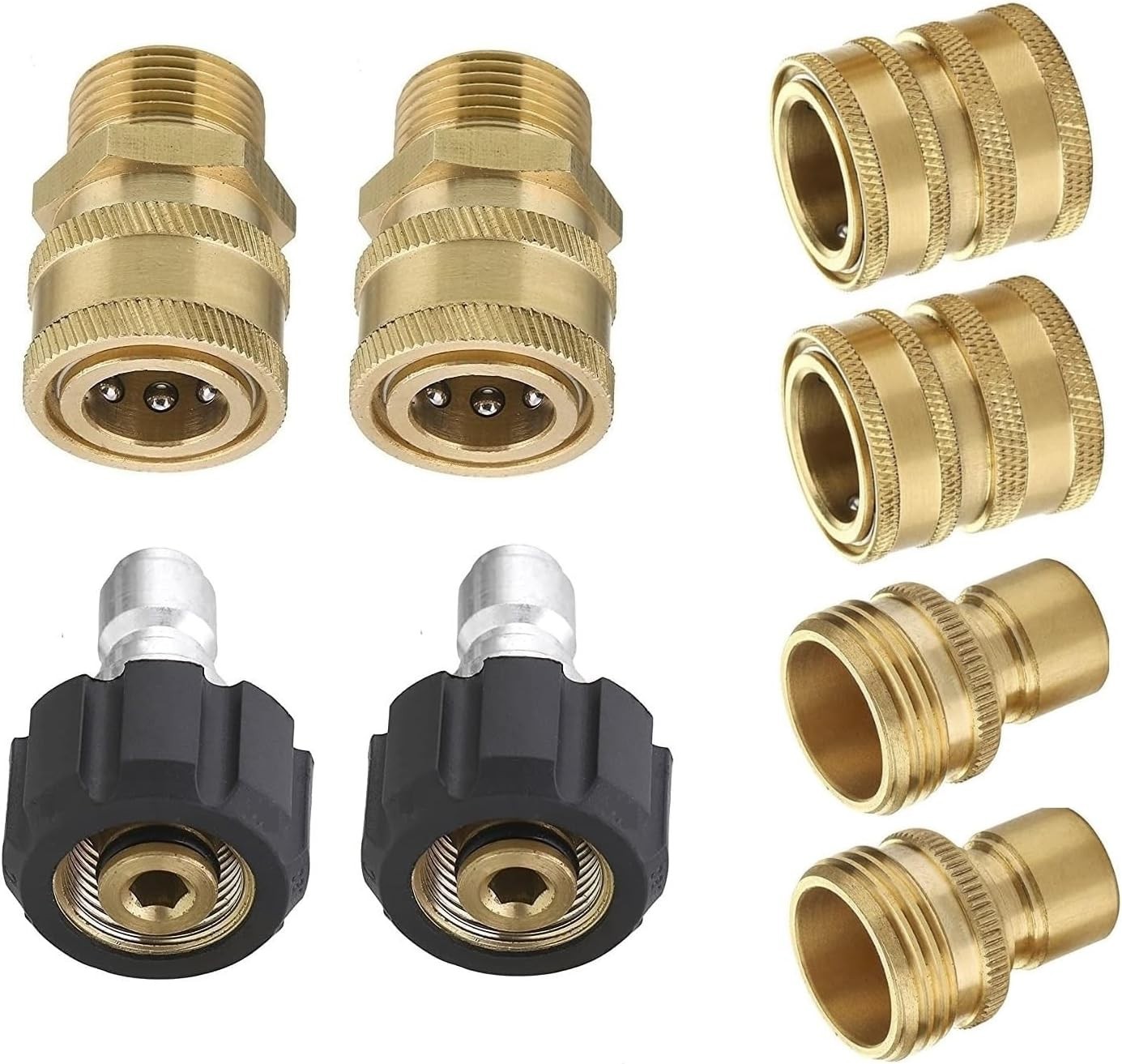 High Pressure Washer Quick Connect Adapter Set M22 14mm Brass Stainless Steel