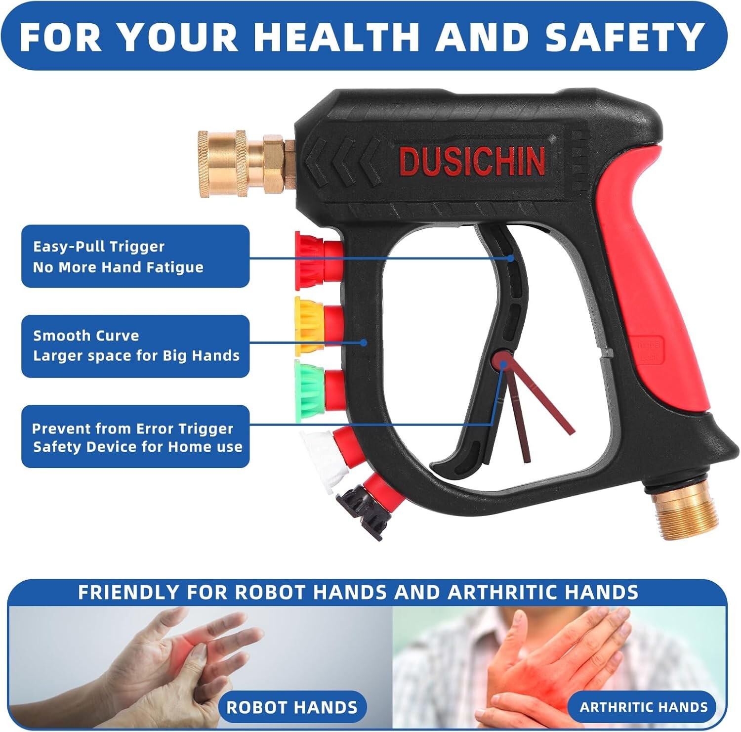 Heavy-Duty Pressure Washer Wand with Nozzle Tips & Ergonomic Design for Car Wash