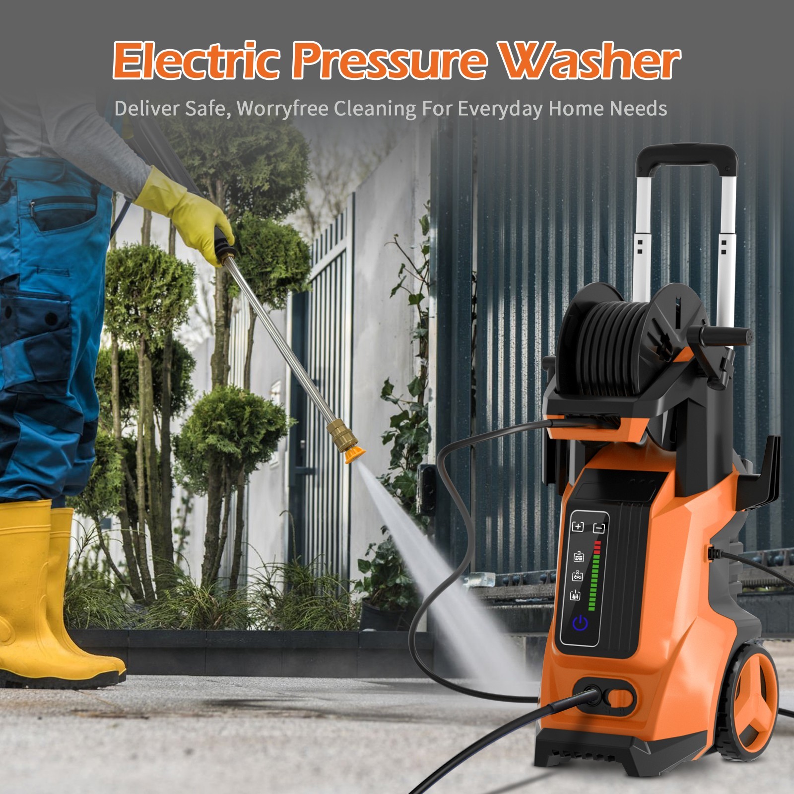 4500PSI Electric Pressure Washer 4.0GPM with Adj-15-Level Touch Screen for car