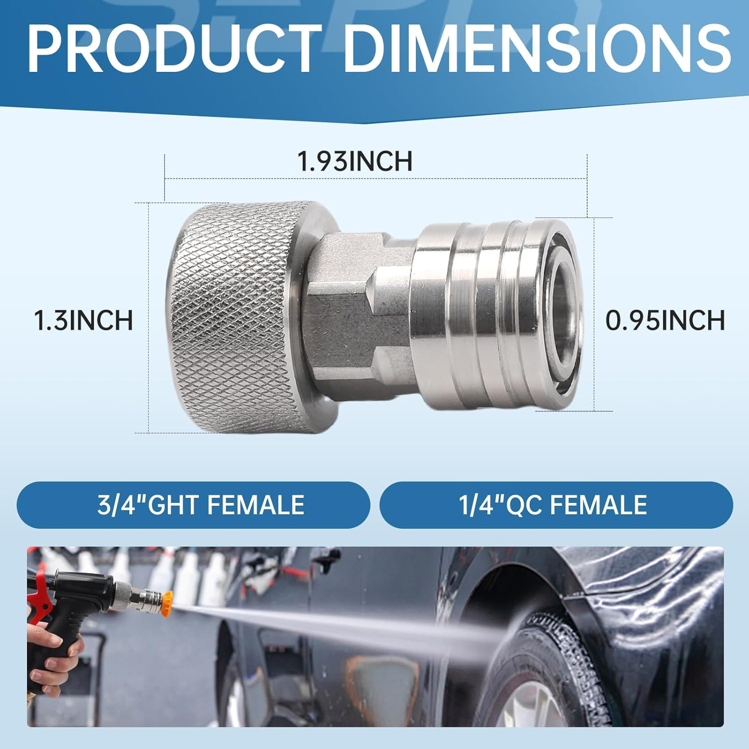 Garden Hose to Pressure Washer Adapter, 3/4″ GHT to 1/4″ Quick Connect, Hose