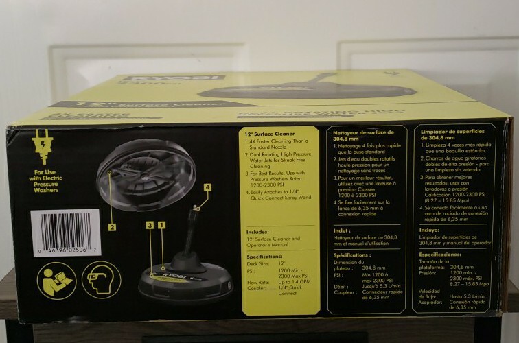 RYOBI Pressure Washer Surface Cleaner 12 in. 2,300 PSI Electric NEW!
