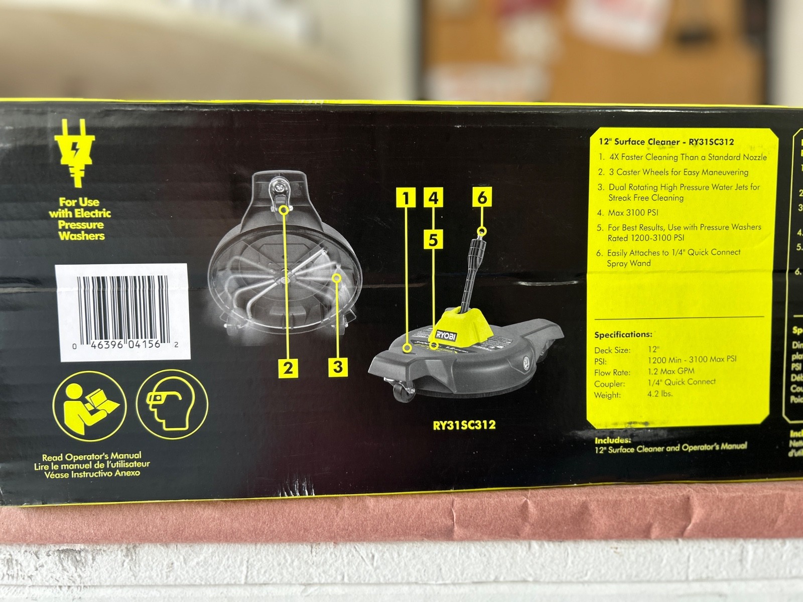 Ryobi 12″ Surface Cleaner New Unopened Box For 3100 psi Electric Pressure Washer