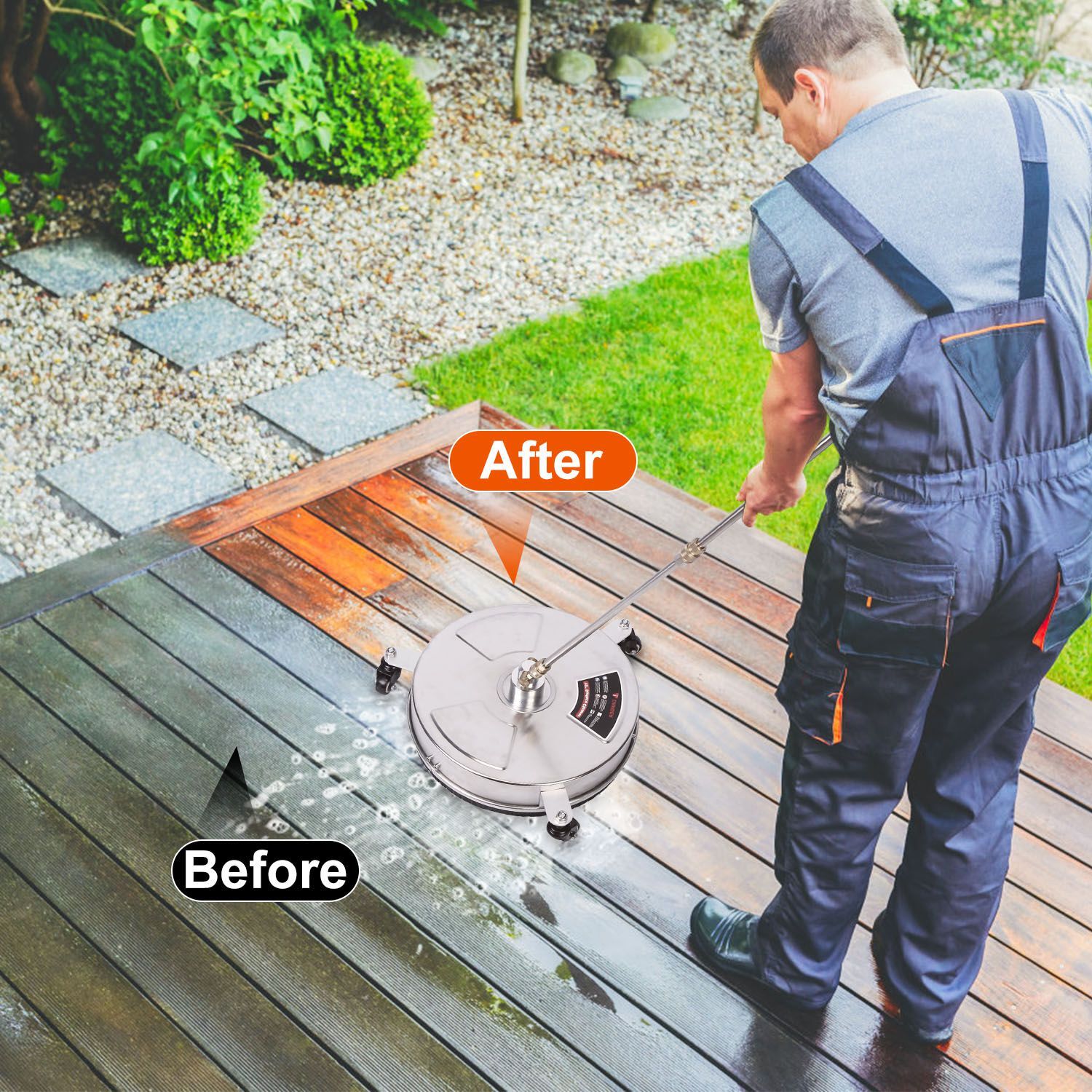 15in High Pressure Washer Flat Surface Cleaner Stainless Power Washer Portable