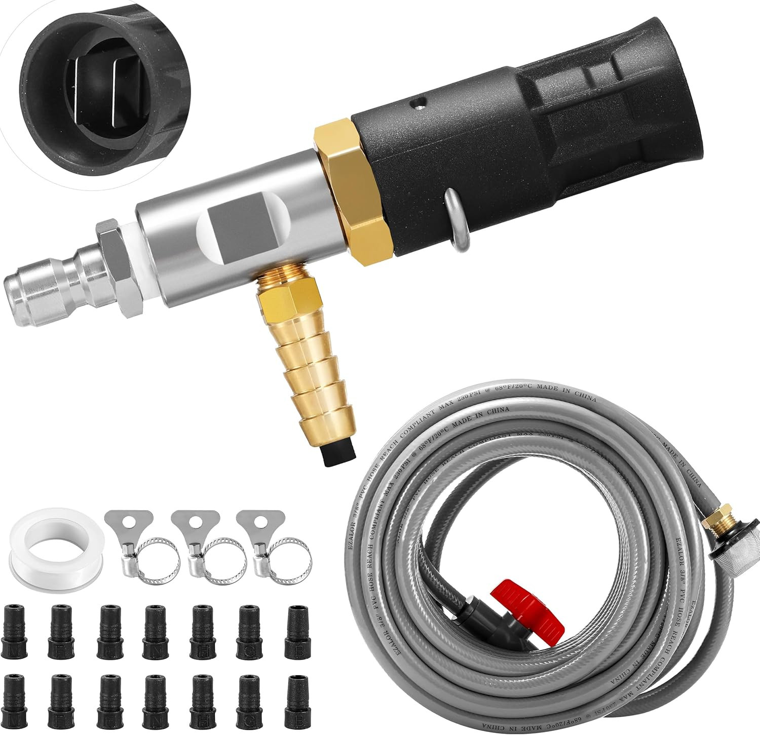 Adjustable Long-Range External Chemical Injection for Pressure Washer, Downstrea