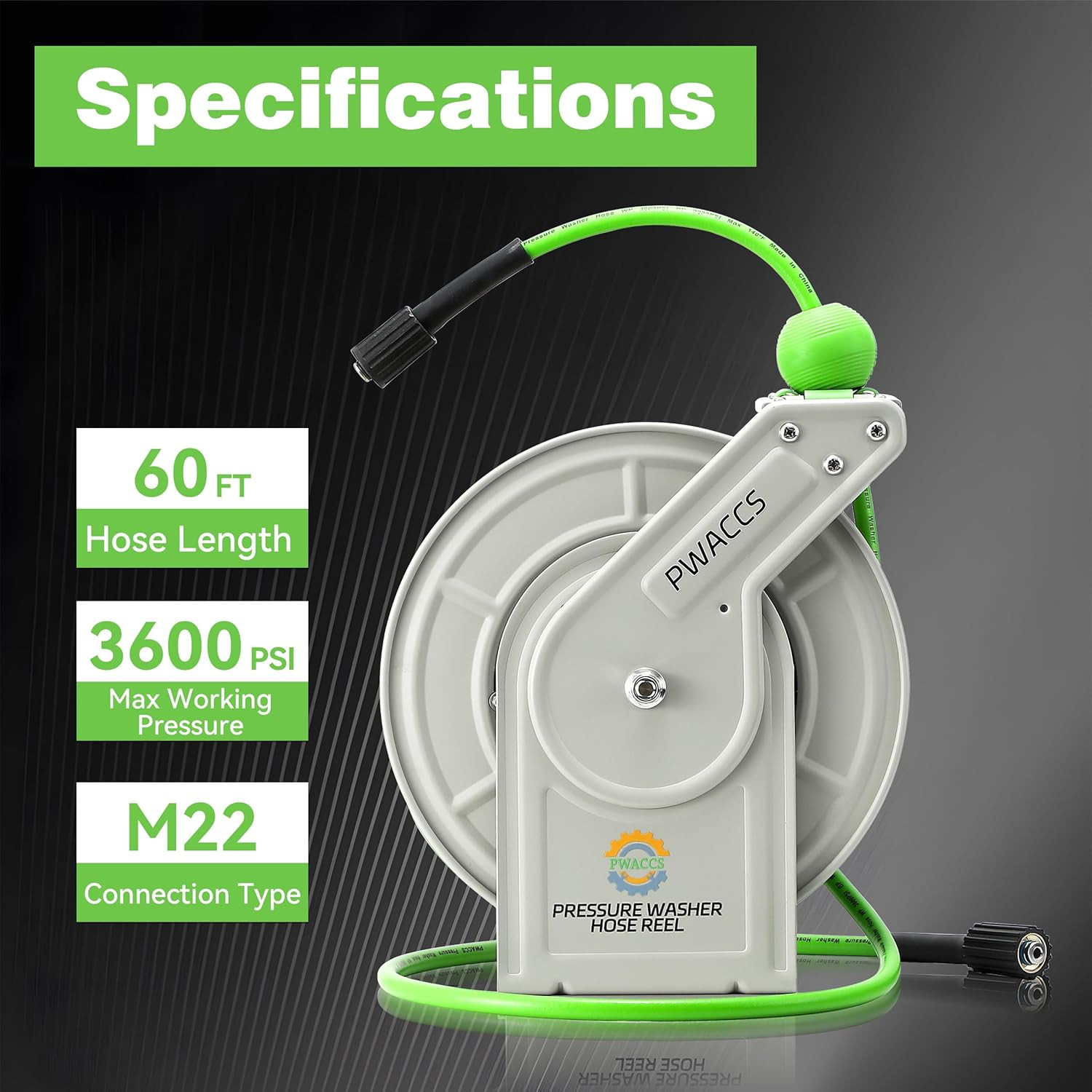Retractable Pressure Washer Hose Reel, Heavy Duty Power Washer Hose Reel 1/4″ X