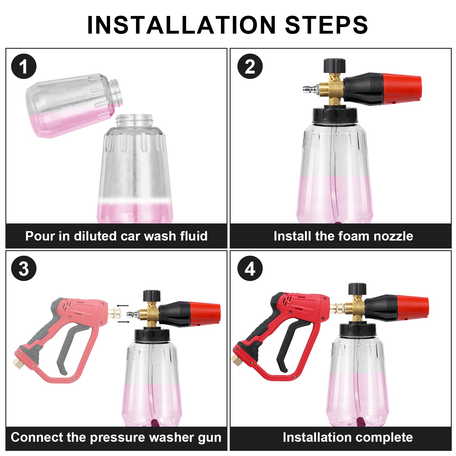 Snow Foam Lance Cannon Soap Bottle Sprayer For Pressure Washer Gun Jet Car Wash