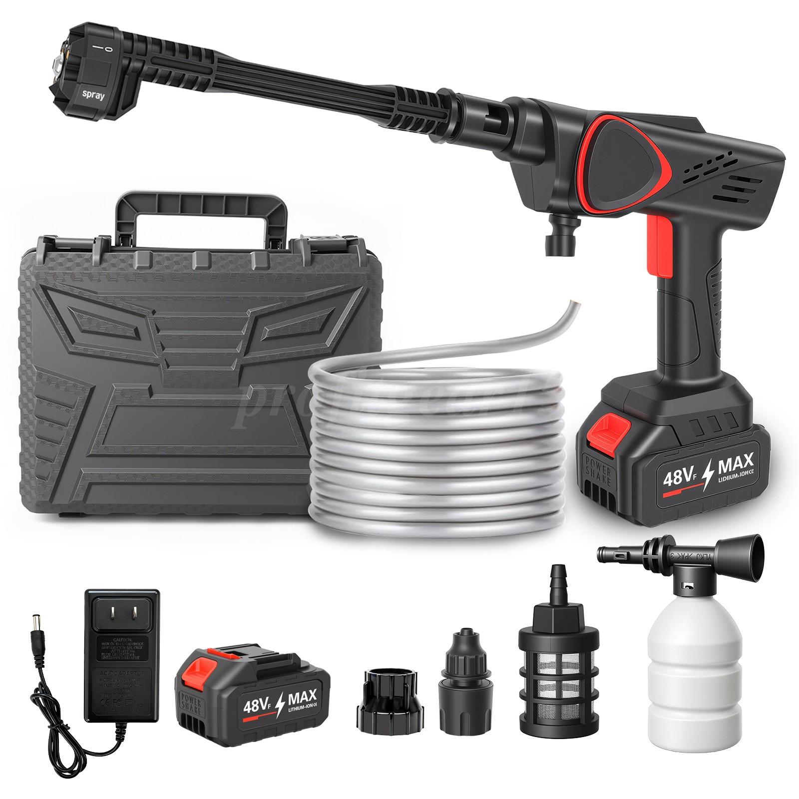 48V Cordless Pressure Washer 1000 PSI Portable Power Washer with 6-in-1 Nozzle