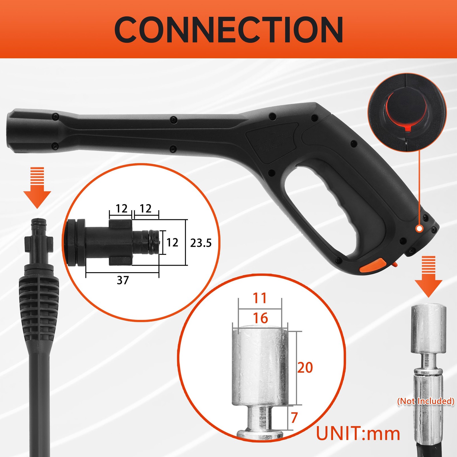 Pressure Washer Gun Kit, Replacement Extension Wand with Nozzle Compatible Some