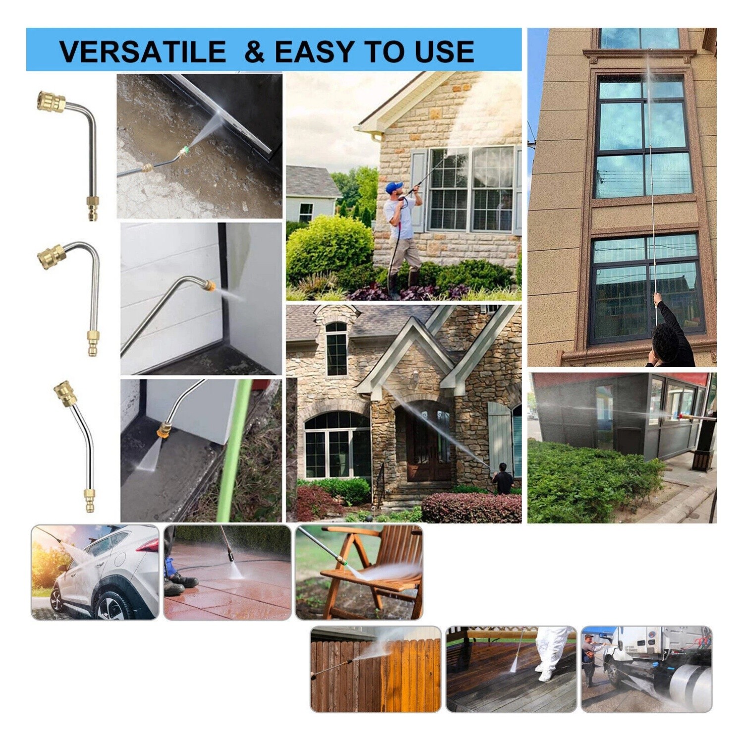 Gutter Cleaning Tool Extension Wand Lance Rod High Pressure Washer Roof Cleaner