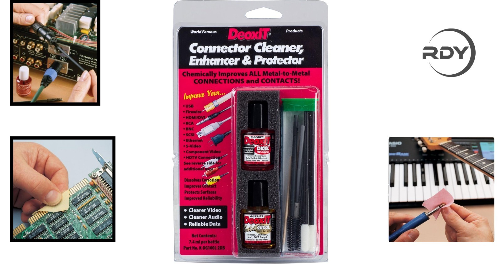 DeoxIT Gold Audio & Data Connector Cleaner – Improve Reliability & Quality, 8 Oz
