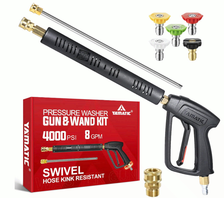 YAMATIC Pressure Washer Gun Wand Swivel M22 4000PSI Stainless