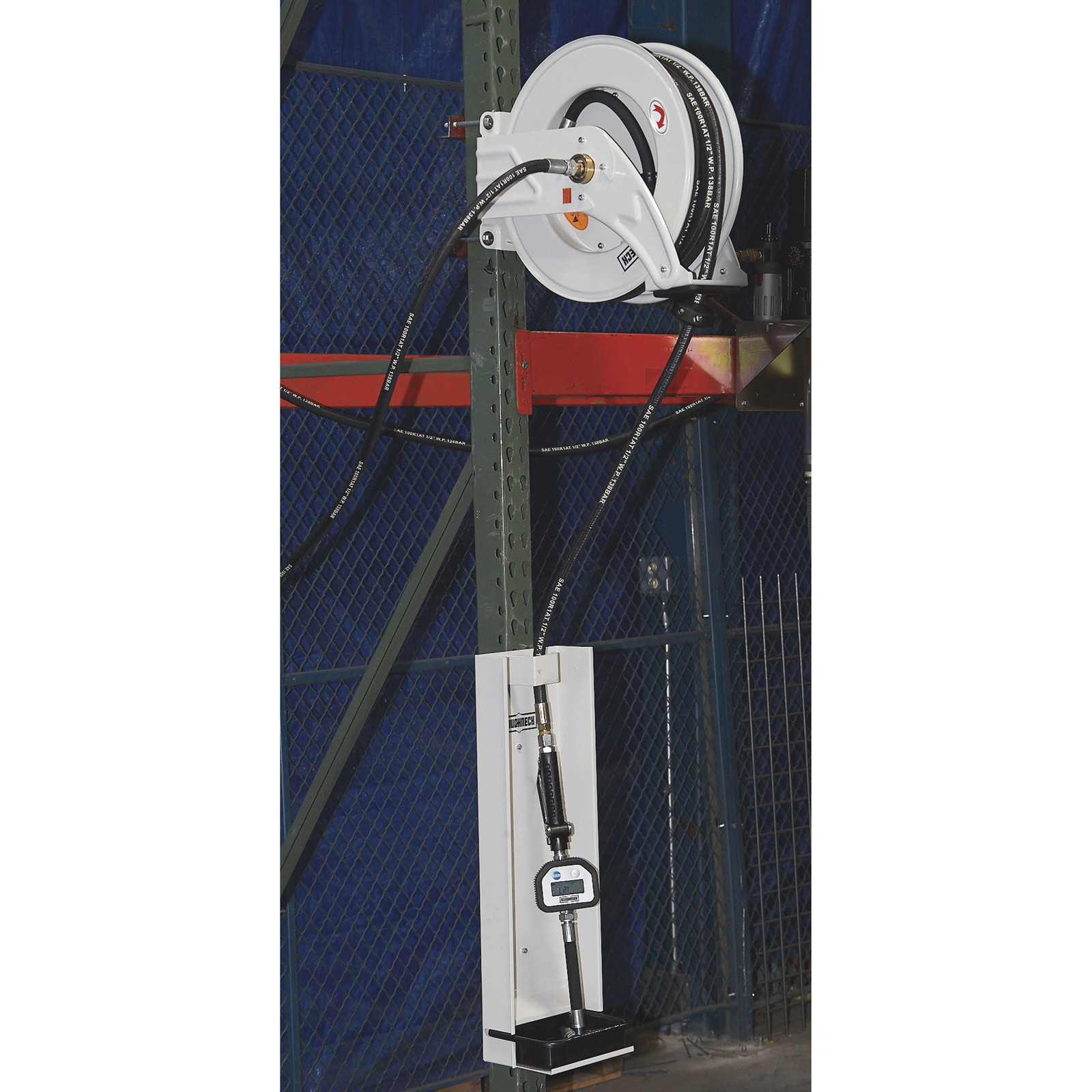 Strongway Oil Hose Reel Kit, 1/2in. x 50ft. NBR Rubber Hose, 1500 PSI, Steel
