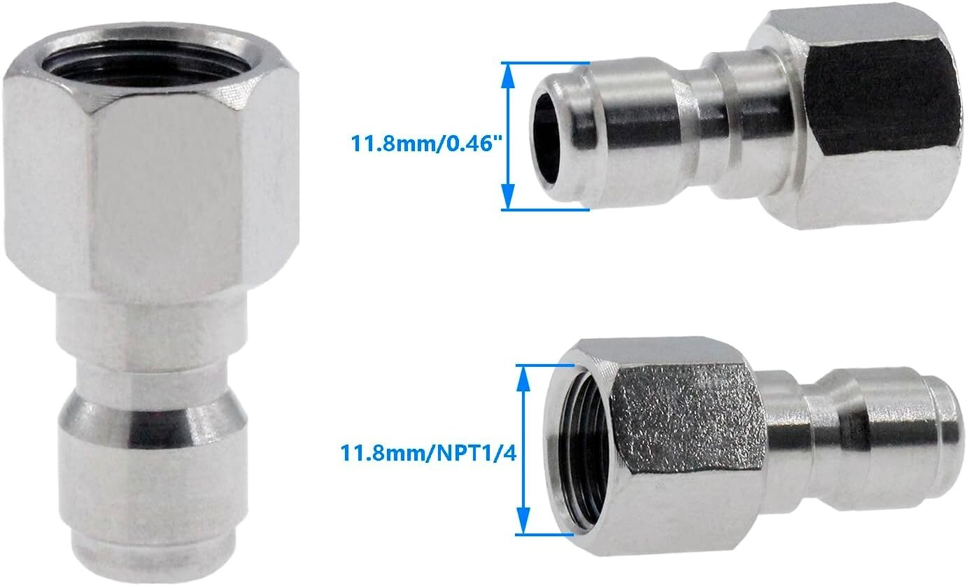 2pk Stainless Steel Power Pressure Washer 1/4″ FPT Quick Connect Plug Connector