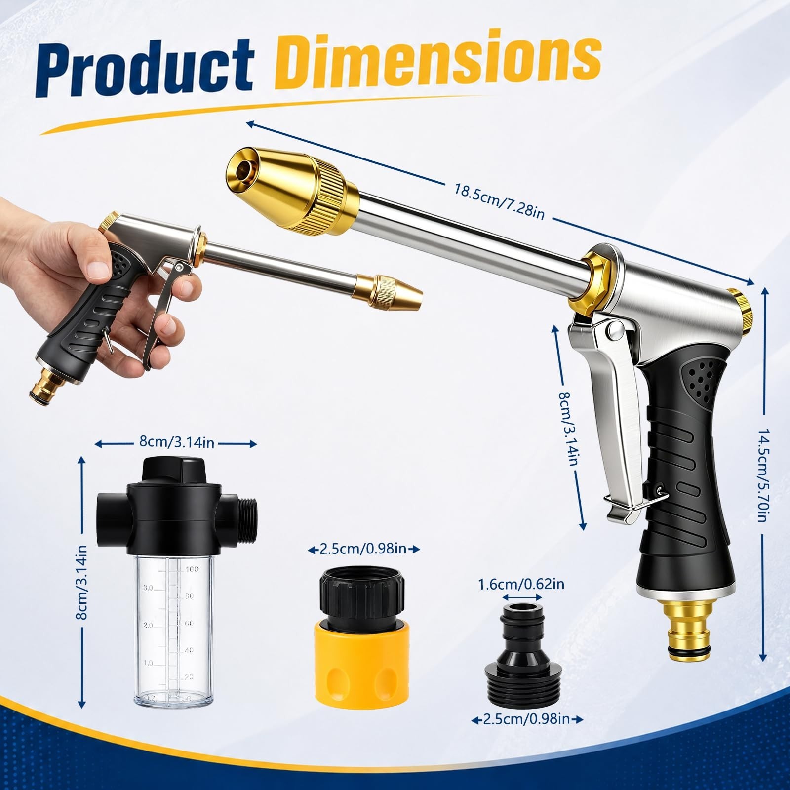 High-Pressure Hose Nozzle Gun – 3 Adjustable Spray Modes for Car & Garden Cleani