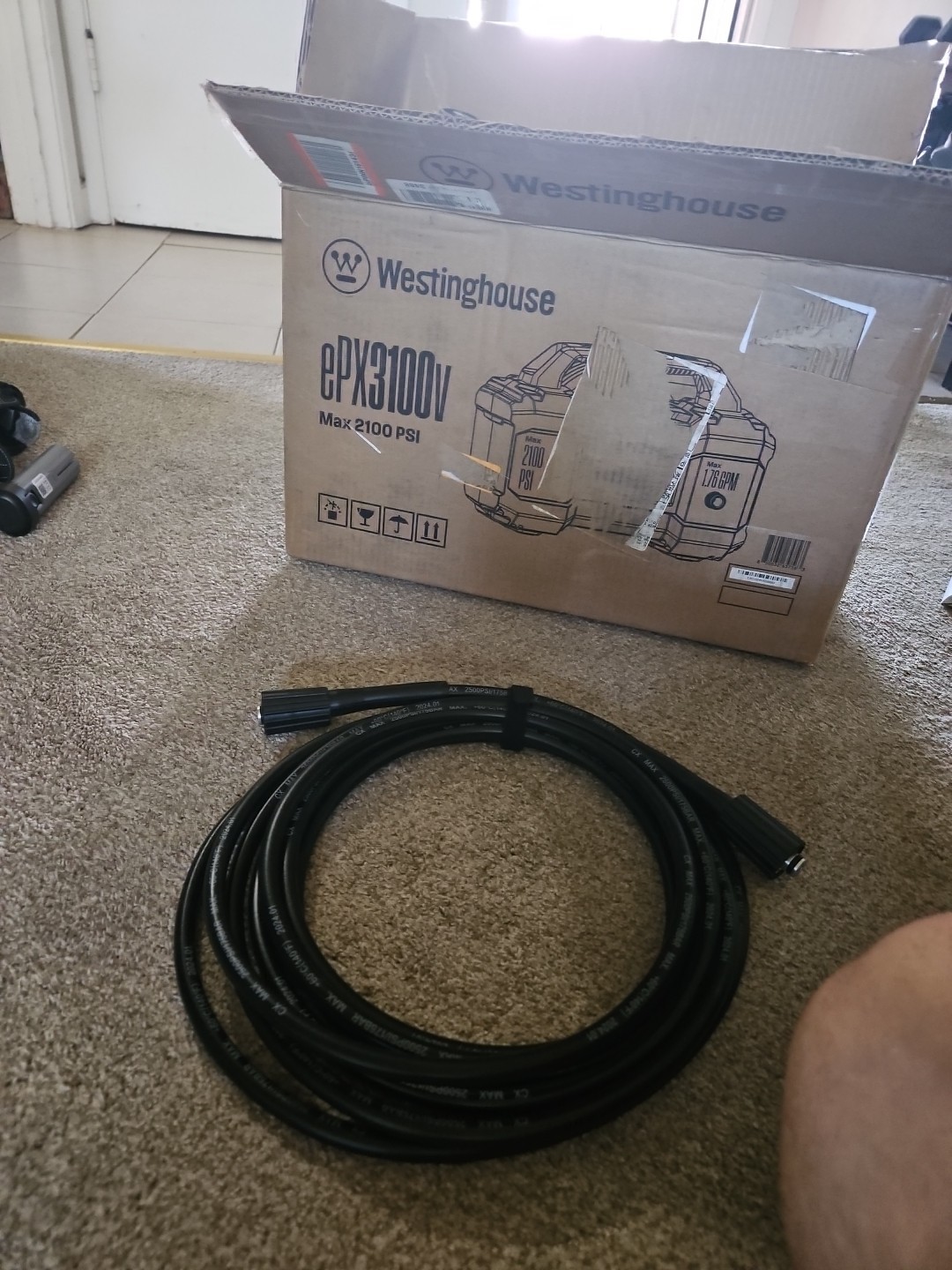 Westinghouse ePX3100v pressure washer hose 25ft 3/8