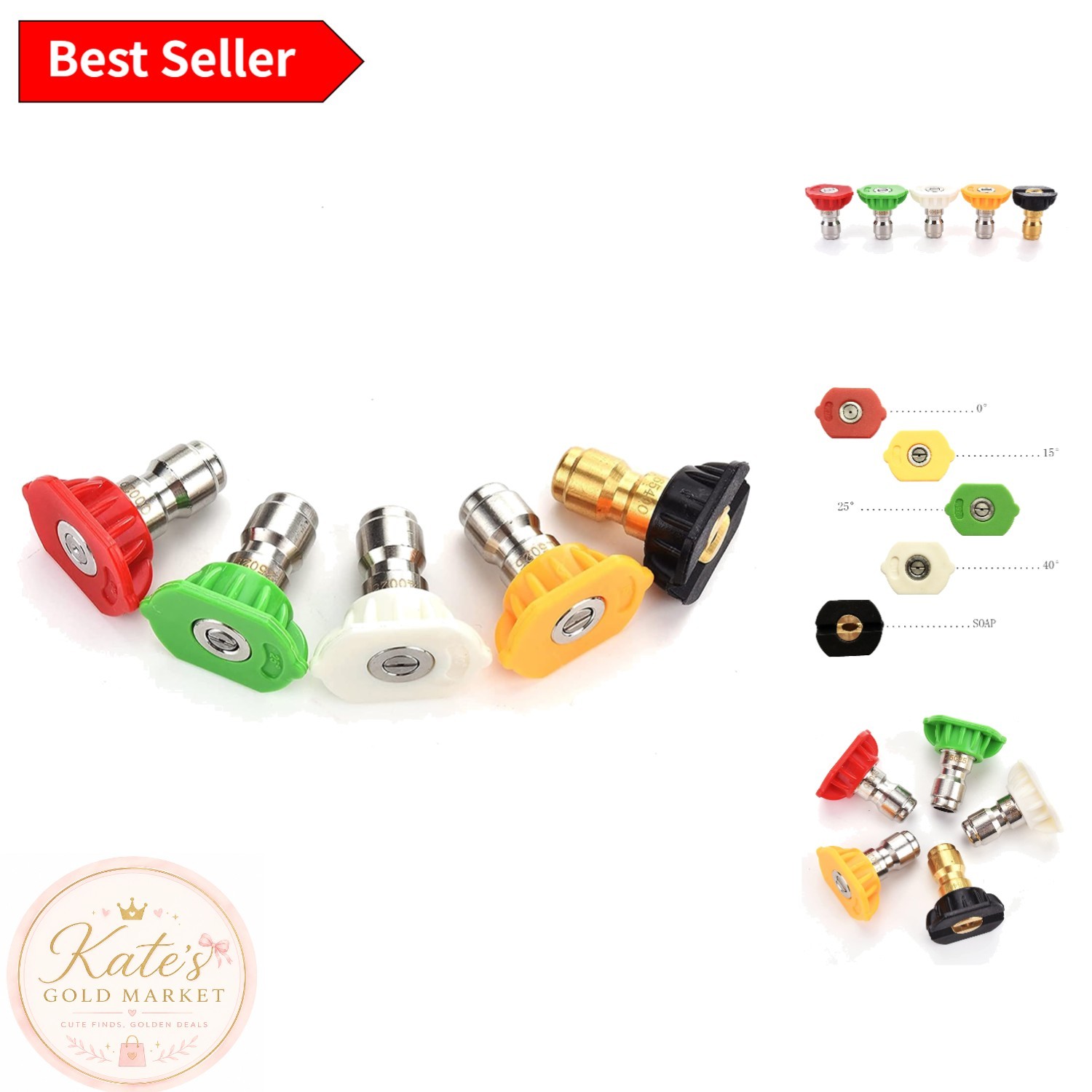 Multi-Degree Spray Nozzle Tips Set – 5 Stainless Steel Tips for Various Tasks