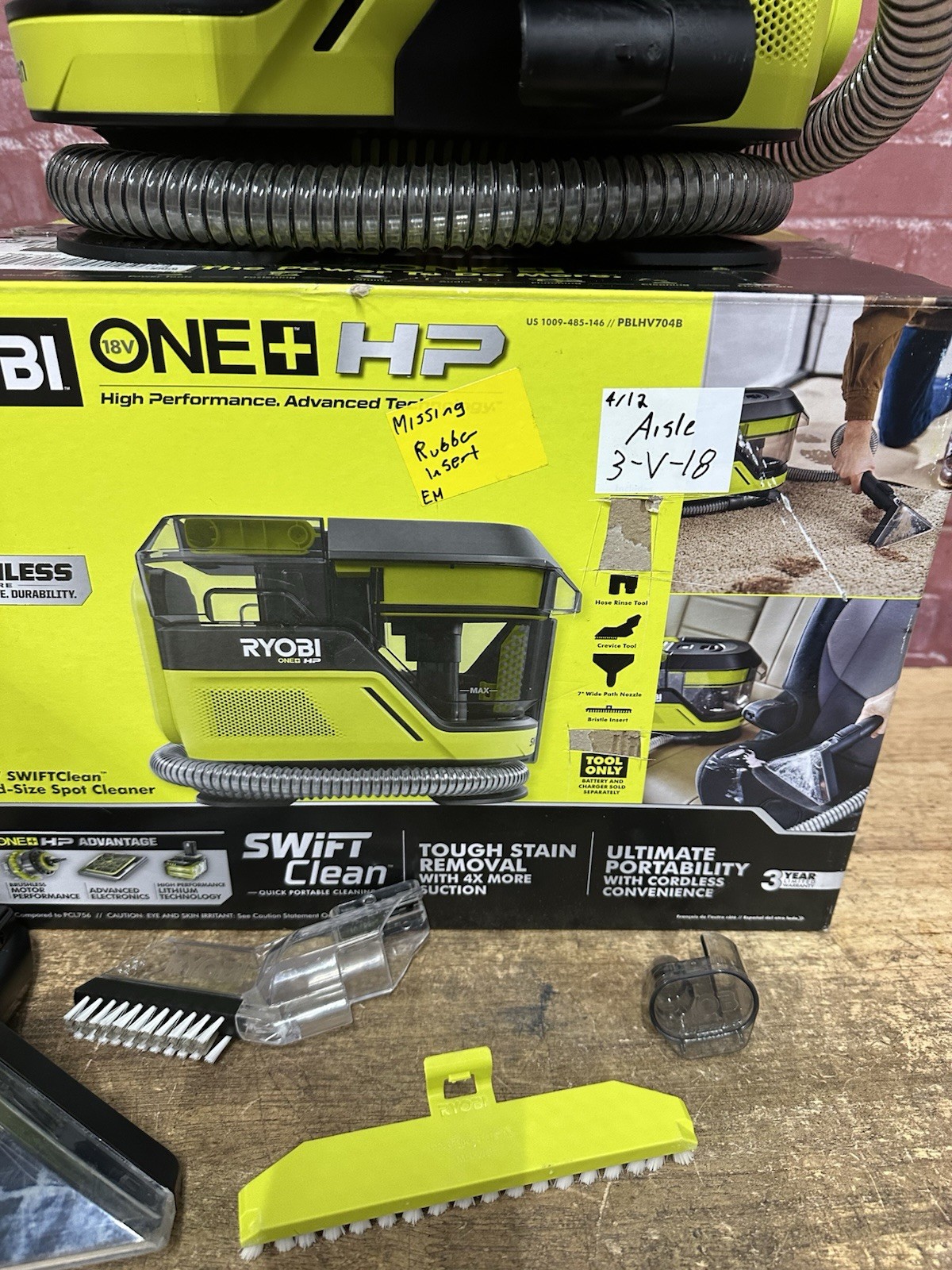 RYOBI HP 18V Brushless SWIFTClean Mid-Size Spot Cleaner(Tool Only)USED PBLHV704