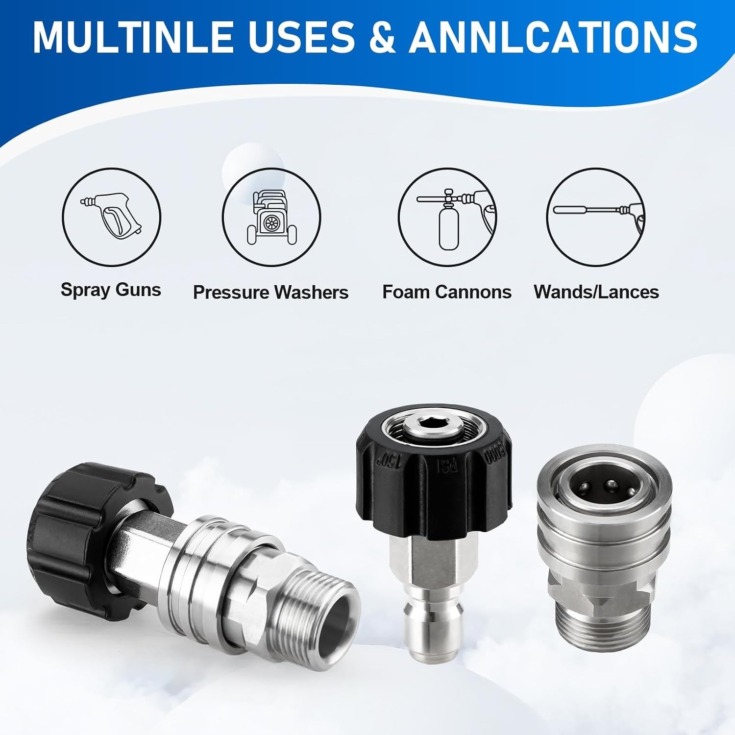 Pressure Washer Adapter Set, Stainless Steel Pressure Washer Quick Connect Ki…
