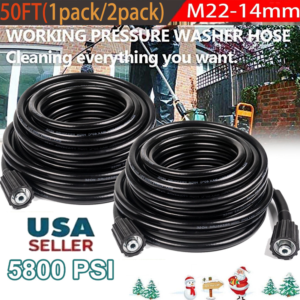 50FT 5800PSI Replacement High Pressure Power Washer Hose -3/8″ Quick Connect US