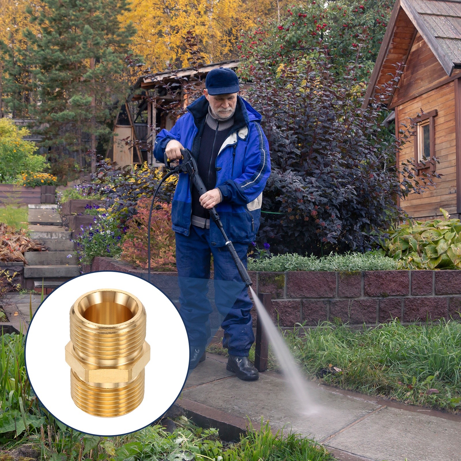M22 14mm Male to M22 14mm Male Brass Fittings Pressure Washer Adapter with Tape