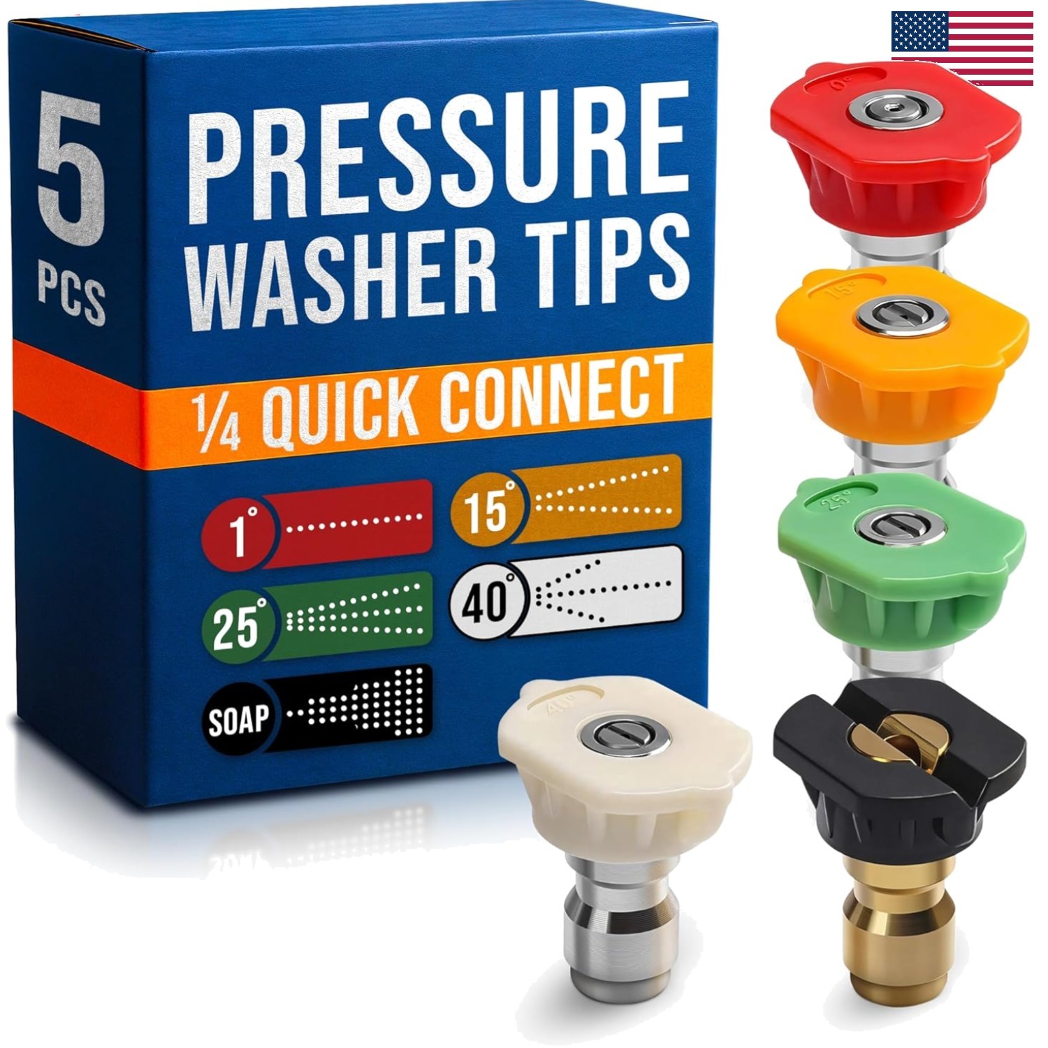 Pressure Washer Tips Set of 5 – Quick-Connect Foam Sprayer, Rust-Resistant & …